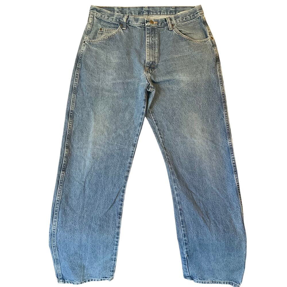 Wrangler Men Jeans size 36 x 32 Blue Mid Rise Regular Fit Straight Leg
